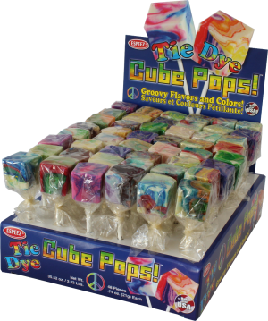 Tie Dye Cube Lollipops